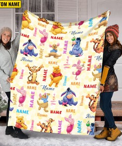 Personalized Winnie The Pooh and Friends Quilt Blanket - Perfect Cartoon Gift for Kids