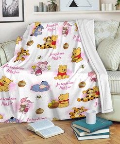 Personalized Winnie The Pooh and Friends Quilt Blanket, Pooh Bear Blanket, Tigger Piglet Eeyore Design, Cartoon Pooh Fleece