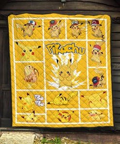 Pika Pika Pikachu Quilt Blanket - Cozy and Stylish Present for Pikachu Pokemon Lovers
