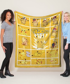 Pika Pika Pikachu Quilt Blanket - Cozy and Stylish Present for Pikachu Pokemon Lovers