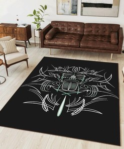 Pinstripe Hot Rod Area Rug for Home Decoration