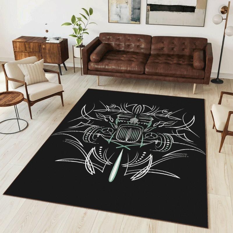 Pinstripe Hot Rod Area Rug for Home Decoration