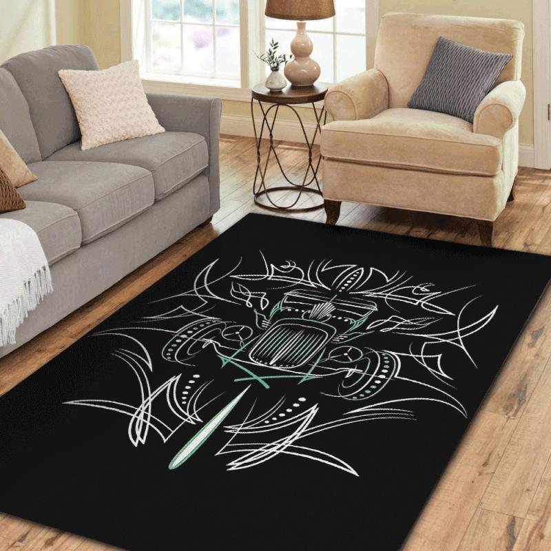Pinstripe Hot Rod Area Rug for Home Decoration