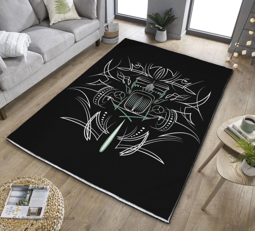 Pinstripe Hot Rod Area Rug for Home Decoration