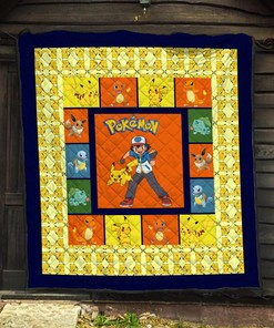 Pokemon Characters Quilt Blanket - Perfect Gift for Pokemon Fans