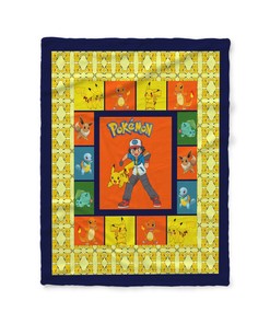 Pokemon Characters Quilt Blanket - Perfect Gift for Pokemon Fans