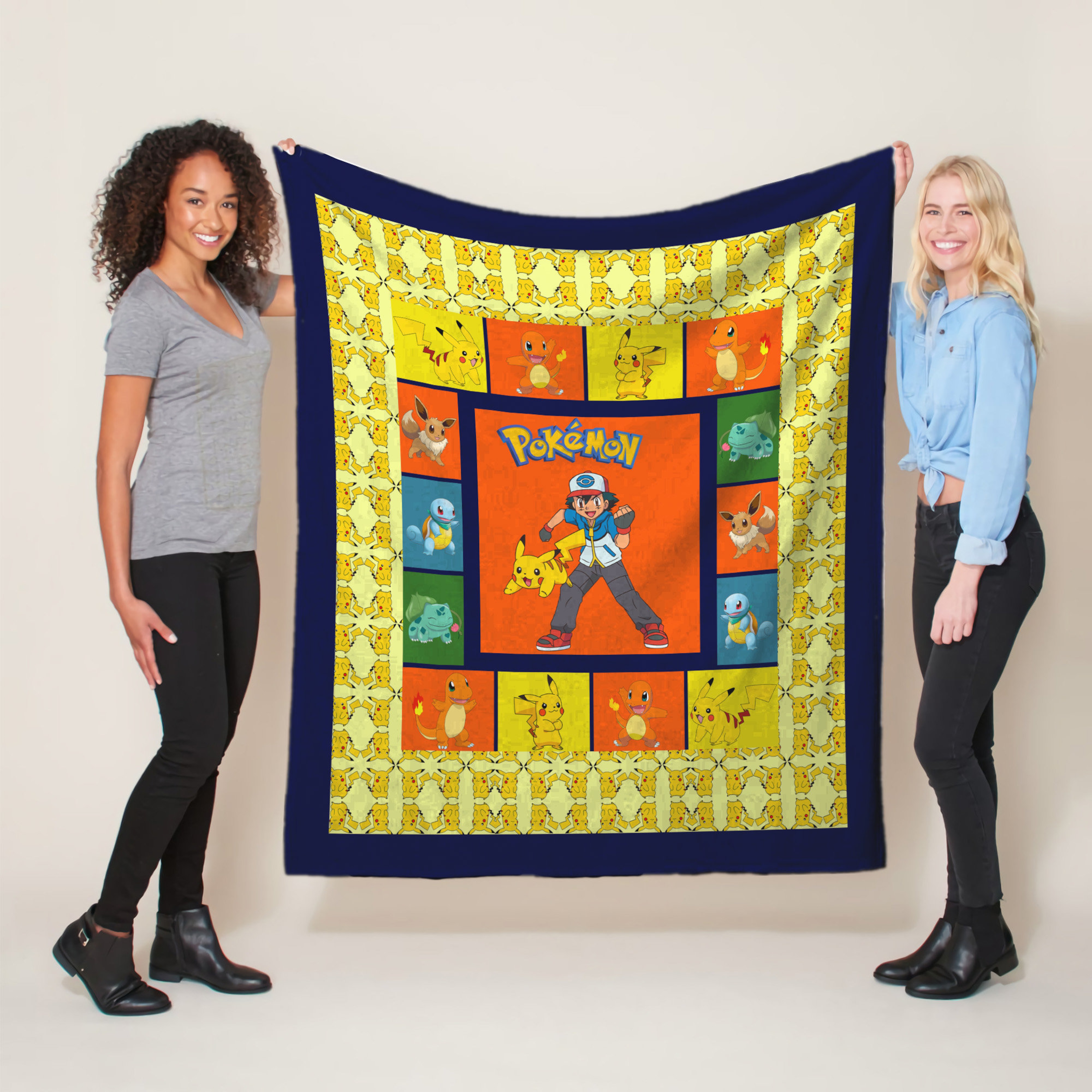 Pokemon Characters Quilt Blanket - Perfect Gift for Pokemon Fans