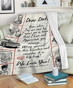 Police Dad Ever Quilt Blanket, Dear Dad We Love You Quilt Blanket, Father's Day Gift, Quilt Blanket For Police, Gift From Kid