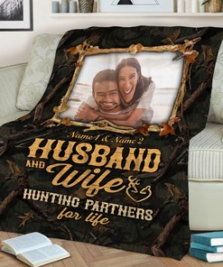 Quilt Blanket for Deer Hunter Husband and Wife, Custom Photo Gift for Father
