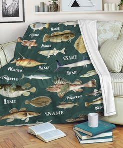 Quilt Blanket for Fishing Enthusiast Father, Personalized Gift for Grandparents