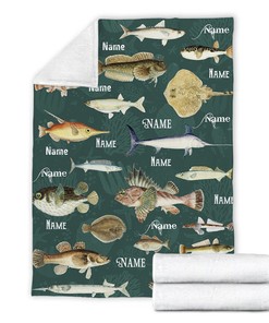 Quilt Blanket for Fishing Enthusiast Father, Personalized Gift for Grandparents