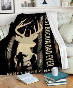 Quilt Blanket for the Best Hunting Dad Ever, Personalized Army Blanket Gift for Him