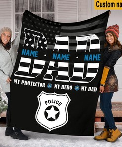 Quilt Blanket for the Best Police Dad Ever, Father's Day Gift for Family and Police Lover