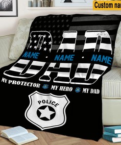 Quilt Blanket for the Best Police Dad Ever, Father's Day Gift for Family and Police Lover