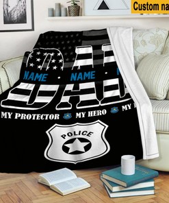 Quilt Blanket for the Best Police Dad Ever, Father's Day Gift for Family and Police Lover
