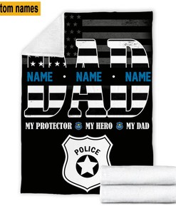 Quilt Blanket for the Best Police Dad Ever, Father's Day Gift for Family and Police Lover