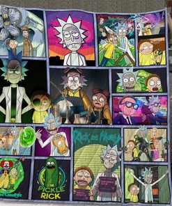 Quilt Blanket with Custom Rick and Morty Design - Perfect for Home Decor and Picnics