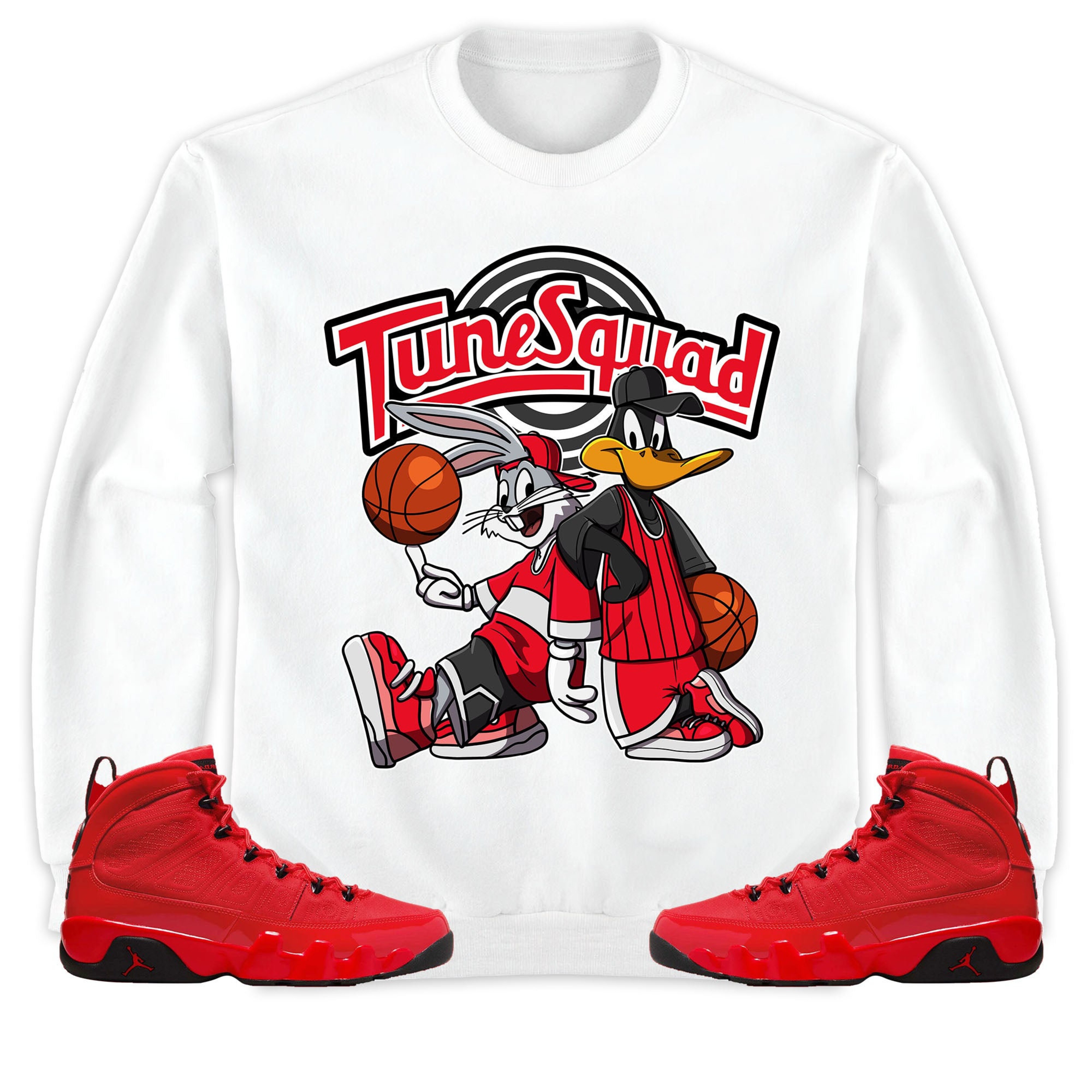 Rabbit And Duck Squad Unisex Sweatshirt Match 9s Retro Chile Red