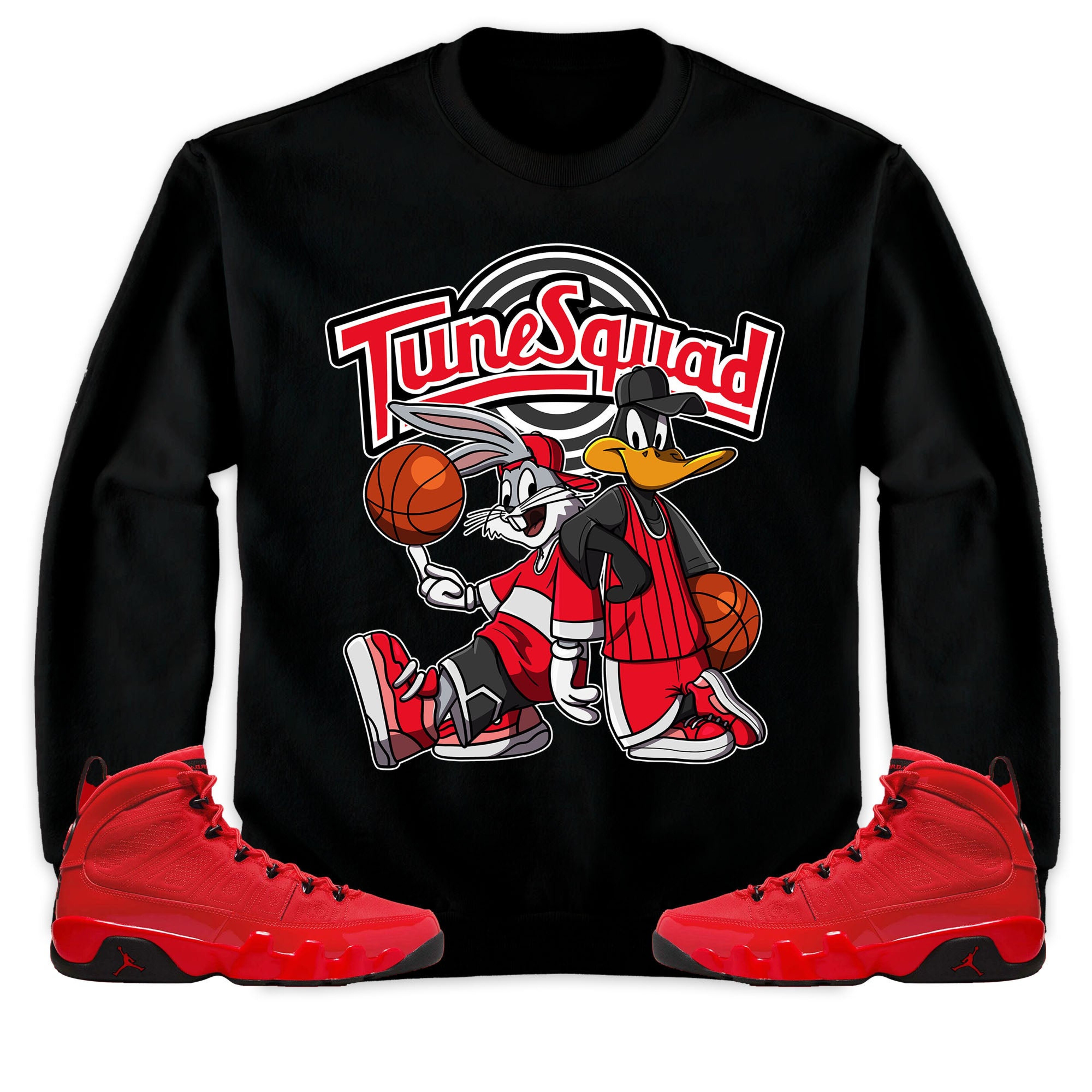 Rabbit And Duck Squad Unisex Sweatshirt Match 9s Retro Chile Red