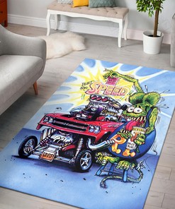 Rat Fink Built for Speed Rug Hot Rod Rug for Garage