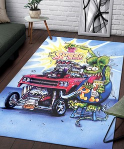 Rat Fink Built for Speed Rug Hot Rod Rug for Garage