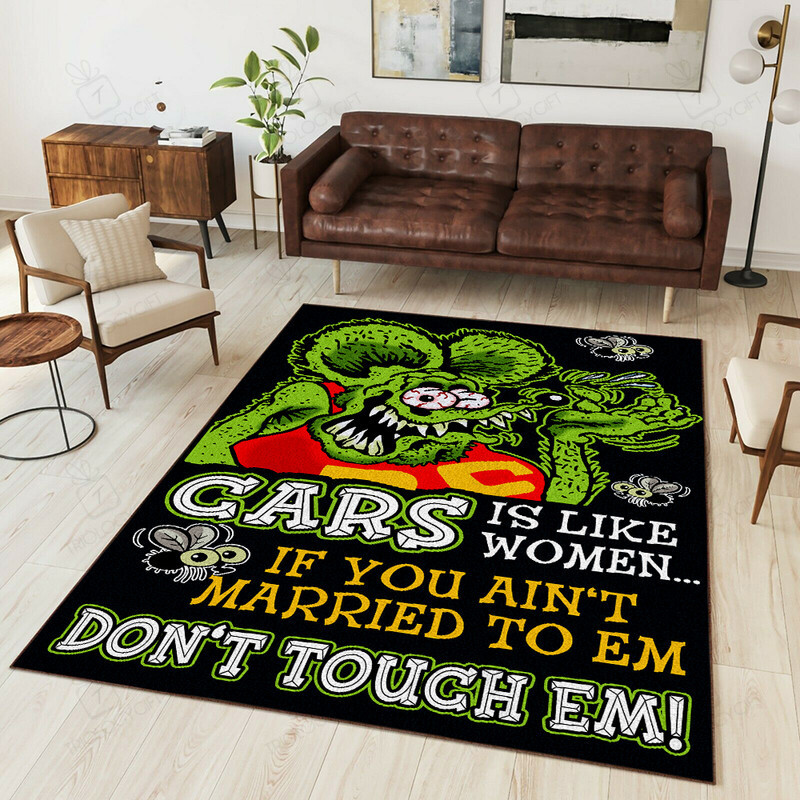 Rat Fink Cars Like Women Rug Hot Rod Rug for Garage