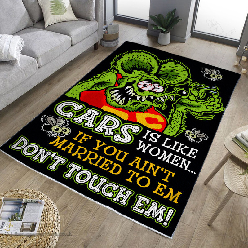 Rat Fink Cars Like Women Rug Hot Rod Rug for Garage