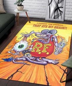 Rat Fink Eyeball Brain Hot Rod Rug for Garage