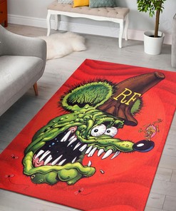 Rat Fink Face Fan Rug Hot Rod Rug for Garage