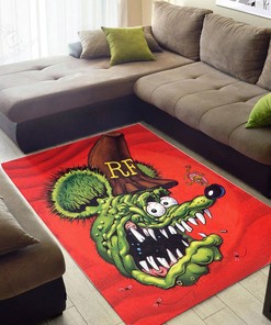 Rat Fink Face Fan Rug Hot Rod Rug for Garage