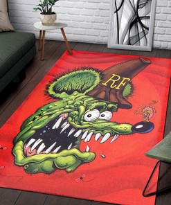 Rat Fink Face Fan Rug Hot Rod Rug for Garage