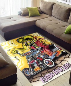 Rat Fink Fords Kick Butt Rat Fink Rug Hot Rod Rug for Garage