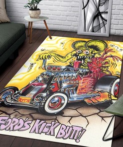 Rat Fink Fords Kick Butt Rat Fink Rug Hot Rod Rug for Garage