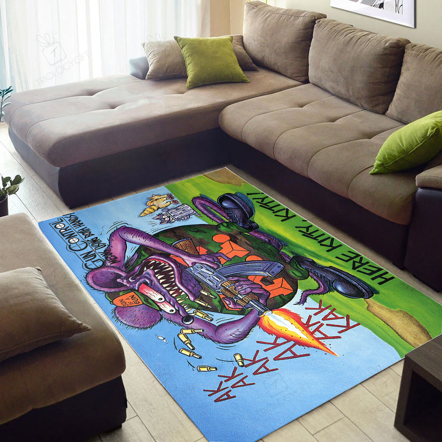 Rat Fink Gun Control Rug Hot Rod Rug for Garage