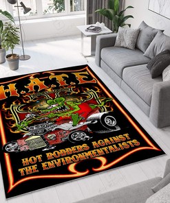 Rat Fink Hate Hot Rod Rug - Express Your Disdain for Hot Rods with This Playful Rug
