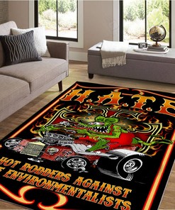Rat Fink Hate Hot Rod Rug - Express Your Disdain for Hot Rods with This Playful Rug