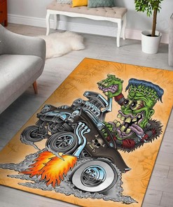 Rat Fink Hot Rod Muscle Car Rug Hot Rod Rug for Garage