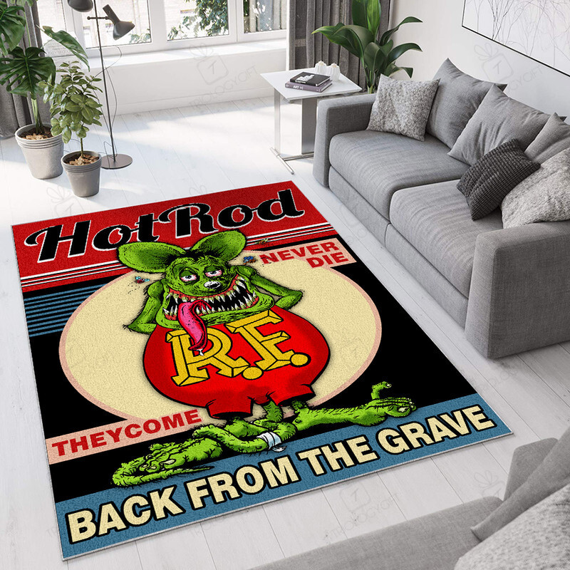 Rat Fink Hot Rods Never Die They Rise from the Grave - Unique Garage Rug