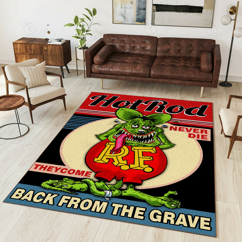 Rat Fink Hot Rods Never Die They Rise from the Grave - Unique Garage Rug