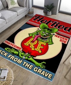 Rat Fink Hot Rods Never Die They Rise from the Grave - Unique Garage Rug