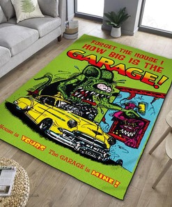Rat Fink How Big Is The Garage Rug Hot Rod Rug for Garage
