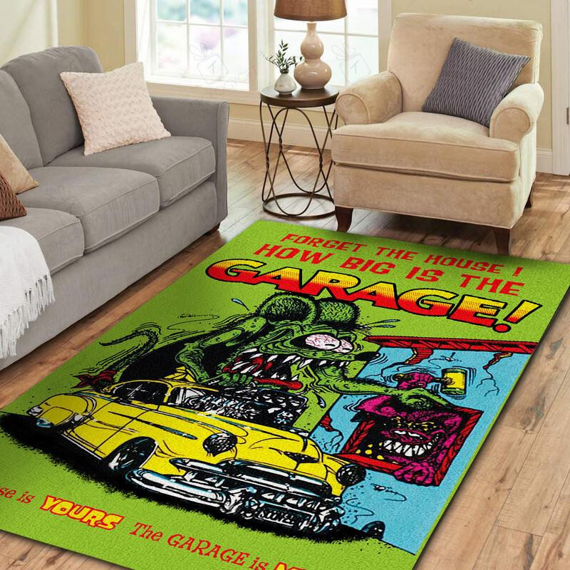 Rat Fink How Big Is The Garage Rug Hot Rod Rug for Garage