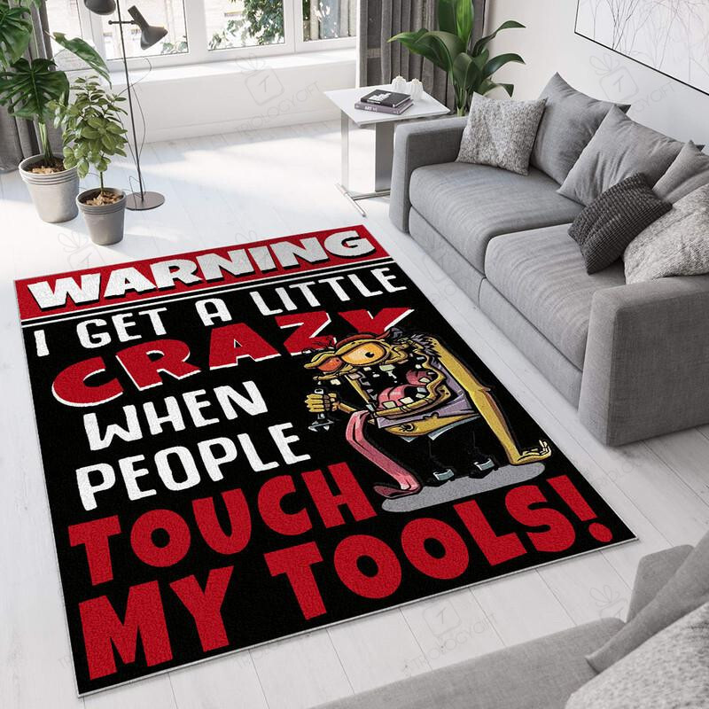 Rat Fink I Get A Little Crazy When People Touch My Tools Rug Hot Rod Rug for Garage