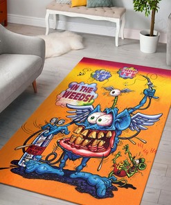 Rat Fink In The Weeds Rug Hot Rod Rug for Garage