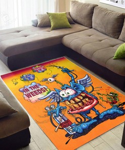 Rat Fink In The Weeds Rug Hot Rod Rug for Garage