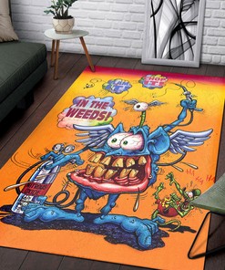 Rat Fink In The Weeds Rug Hot Rod Rug for Garage
