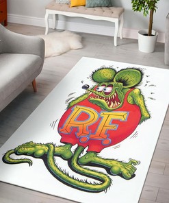 Rat Fink Logo Hot Rod Area Rug for Garage