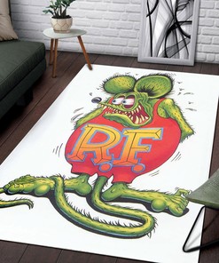 Rat Fink Logo Hot Rod Area Rug for Garage