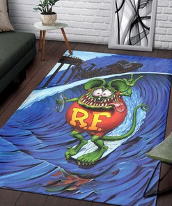 Rat Fink Love To Surf Rug Hot Rod Rug for Garage