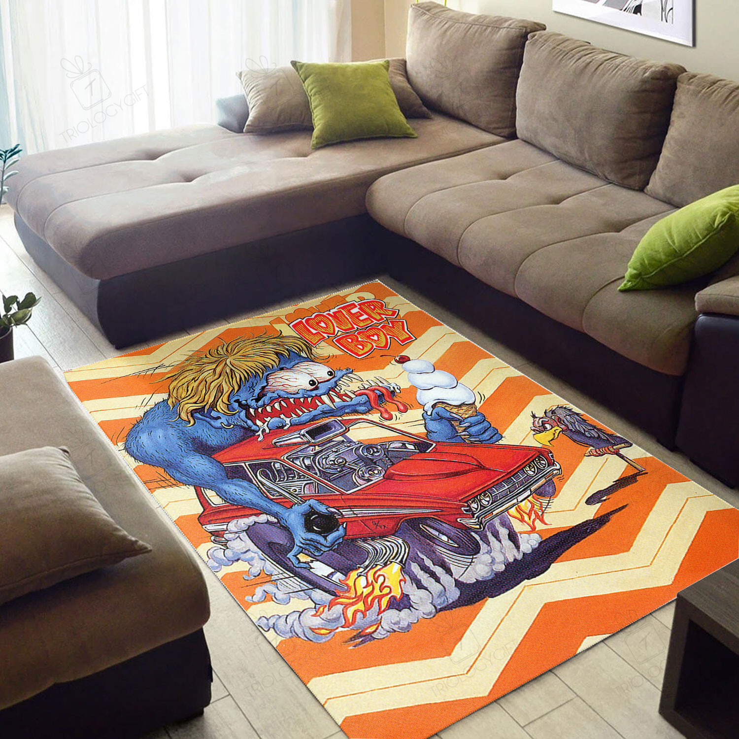 Rat Fink Lover Boy Rug Hot Rod Rug for Garage